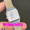 ساعت کارتیه زنانه دومونت بند چرم دورنگ طلایی صفحه سفید CARTIER Santos-Dumont watch 020678