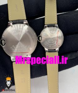 ساعت ست مردانه و زنانه کارتیه مدل بالن بلو بند چرم مشکی صفحه سفید cartier ballon bleu 020660 