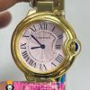 ساعت زنانه کارتیه مدل بالن بلو بند استیل طلایی صفحه صورتی cartier ballon bleu 020914