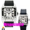 ساعت ست مردانه و زنانه کارتیه سانتوس چرم مشکی صفحه سفید CARTIER SANTOS100 0871