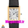 ساعت کارتیه مردانه مدل تانک بند چرم قاب طلایی صفحه سفید Cartier Tank 020700