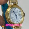 ساعت زنانه کارتیه مدل بالن بلو بند استیل طلایی صفحه تیفانی cartier ballon bleu 020913