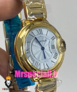 ساعت زنانه کارتیه مدل بالن بلو بند استیل طلایی صفحه تیفانی cartier ballon bleu 020913