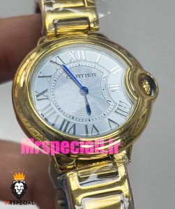 ساعت زنانه کارتیه مدل بالن بلو بند استیل طلایی صفحه تیفانی cartier ballon bleu 020913