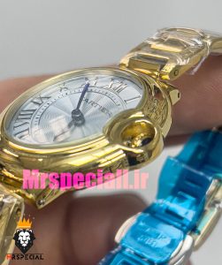 ساعت زنانه کارتیه مدل بالن بلو بند استیل طلایی صفحه تیفانی cartier ballon bleu 020913