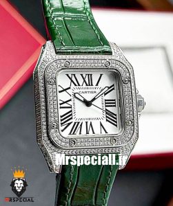 ساعت زنانه کارتیه سانتوس فول نگین 01781 Cartier Santos100