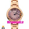 ساعت زنانه کارتیه مدل بالن بلو بند استیل رزگلد صفحه صورتی cartier ballon bleu 020911