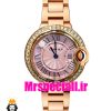 ساعت زنانه کارتیه مدل بالن بلو بند استیل رزگلد صفحه صورتی قاب نگین cartier ballon bleu 020910
