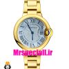 ساعت زنانه کارتیه مدل بالن بلو بند استیل طلایی صفحه تیفانی cartier ballon bleu 020913