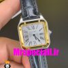 ساعت کارتیه زنانه دومونت بند چرم دورنگ طلایی صفحه سفید CARTIER Santos-Dumont watch 01843