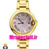 ساعت زنانه کارتیه مدل بالن بلو بند استیل طلایی صفحه صورتی cartier ballon bleu 020914