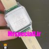 ساعت کارتیه زنانه دومونت بند چرم سبز قاب استیل صفحه سفید CARTIER Santos-Dumont watch 020680