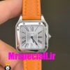 ساعت کارتیه زنانه دومونت بند چرم نارنجی قاب استیل صفحه سفید CARTIER Santos-Dumont watch 020688