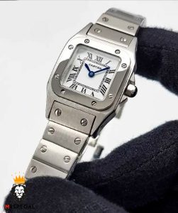 ساعت زنانه کارتیه سانتوس کوارتز استیل صفحه سفید 01788 Cartier Santos