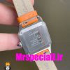 ساعت کارتیه زنانه دومونت بند چرم نارنجی قاب استیل صفحه سفید CARTIER Santos-Dumont watch 020688
