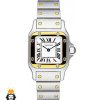 ساعت زنانه کارتیه سانتوس کوارتز دو رنگ طلایی صفحه سفید 01786 Cartier Santos