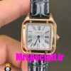 ساعت کارتیه زنانه دومونت بند چرم مشکی قاب رزگلد صفحه سفید CARTIER Santos-Dumont watch 020683