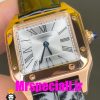ساعت کارتیه زنانه دومونت بند چرم مشکی قاب رزگلد صفحه سفید CARTIER Santos-Dumont watch 020683