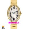 ساعت کارتیه مدل بایگنوایر زنانه دستبندی طلایی قاب نگین 021590 Cartier Baignoire