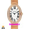 ساعت کارتیه مدل بایگنوایر زنانه دستبندی رزگلد قاب نگین 021589 Cartier Baignoire
