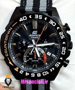ساعت کاسیو ادیفایس مردانه کرنوگراف بند ناتو صفحه مشکی Casio Edifice 021361 