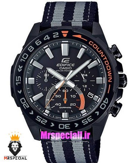 ساعت کاسیو ادیفایس مردانه کرنوگراف بند ناتو صفحه مشکی Casio Edifice 021361