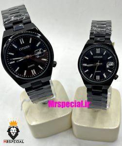 ساعت سیتیزن ست مردانه و زنانه مدل سویوسا کوارتز مشکی صفحه مشکی 021324 CITIZEN TSUYOSA 