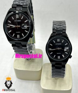 ساعت سیتیزن ست مردانه و زنانه مدل سویوسا کوارتز مشکی صفحه مشکی 021324 CITIZEN TSUYOSA 