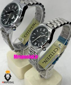 ساعت سیتیزن ست مردانه و زنانه مدل سویوسا کوارتز استیل صفحه مشکی 021319 CITIZEN TSUYOSA 