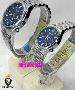 ساعت سیتیزن ست مردانه و زنانه مدل سویوسا کوارتز استیل صفحه ابی 021316 CITIZEN TSUYOSA