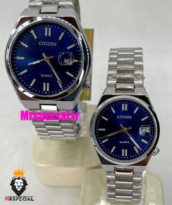 ساعت سیتیزن ست مردانه و زنانه مدل سویوسا کوارتز استیل صفحه ابی 021316 CITIZEN TSUYOSA