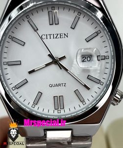ساعت سیتیزن ست مردانه و زنانه مدل سویوسا کوارتز استیل صفحه سفید 021320 CITIZEN TSUYOSA 