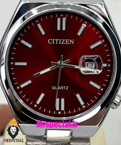 ساعت سیتیزن ست مردانه و زنانه مدل سویوسا کوارتز استیل صفحه قرمز 021323 CITIZEN TSUYOSA 