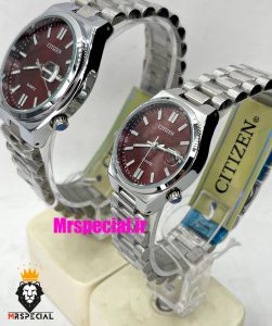 ساعت سیتیزن ست مردانه و زنانه مدل سویوسا کوارتز استیل صفحه قرمز 021323 CITIZEN TSUYOSA 