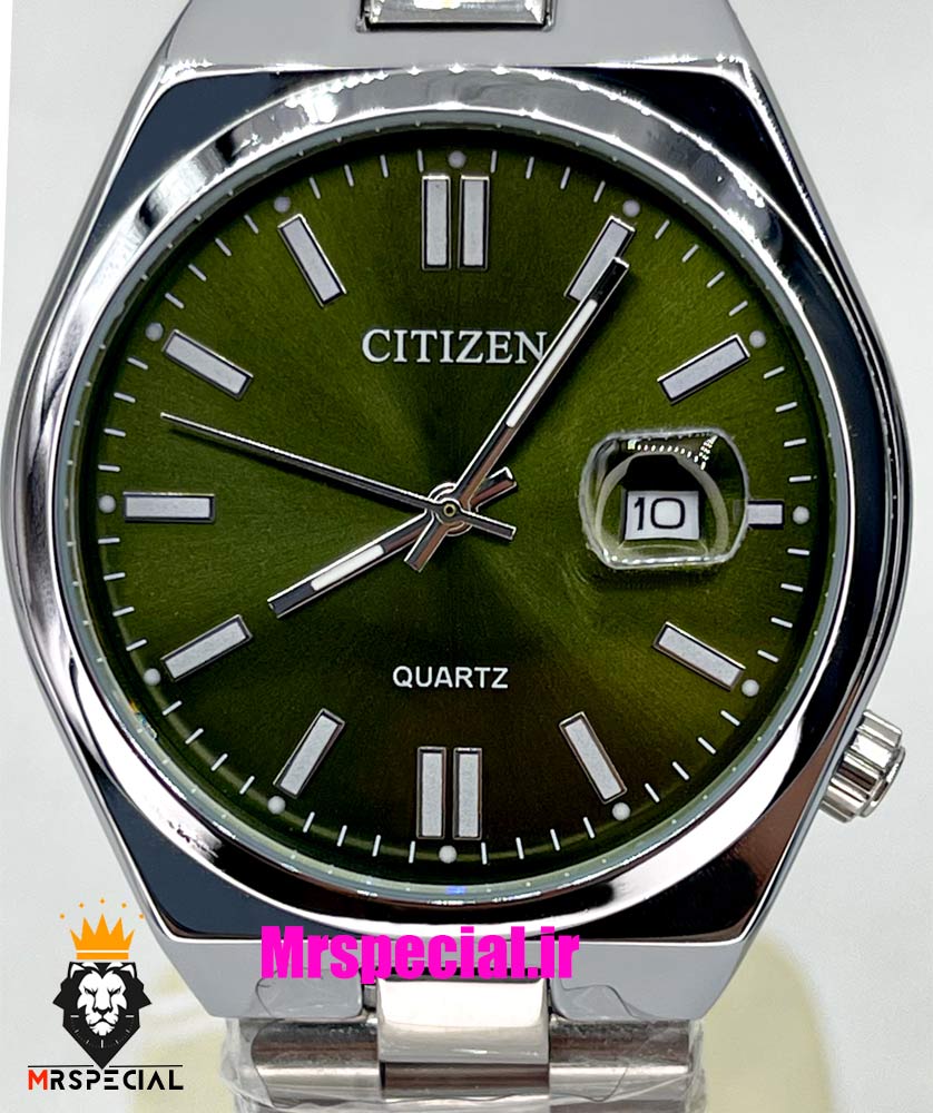 ساعت سیتیزن ست مردانه و زنانه مدل سویوسا کوارتز استیل صفحه سبز 021317 CITIZEN TSUYOSA