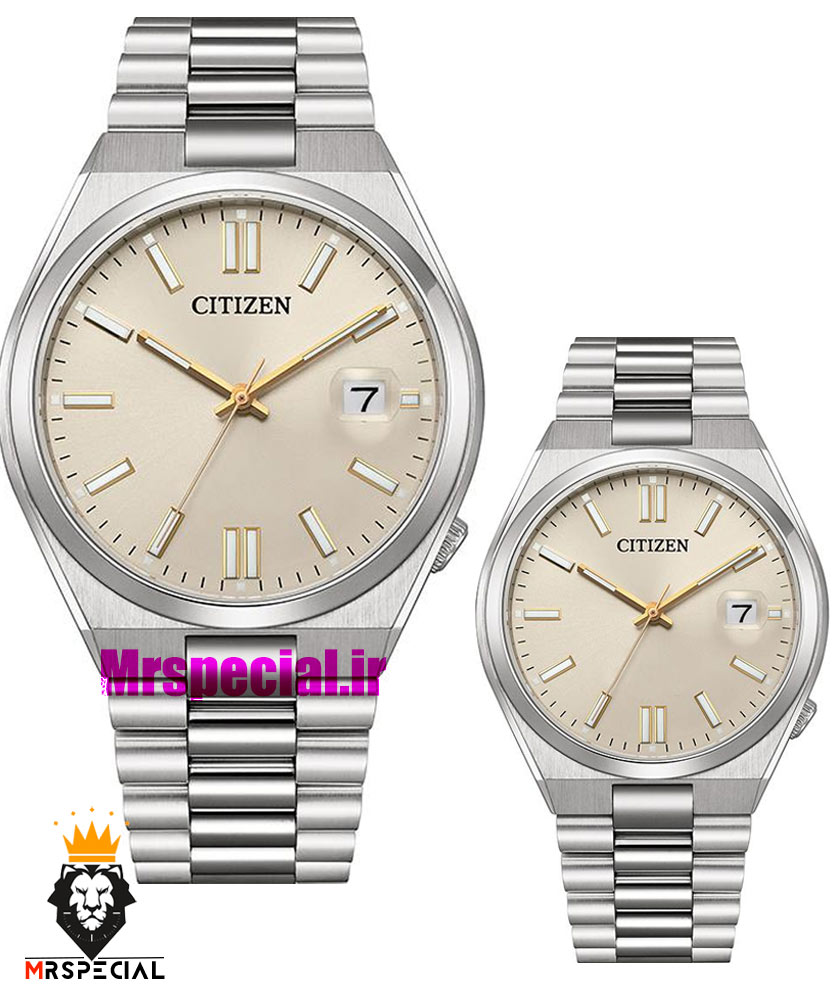 ساعت سیتیزن ست مردانه و زنانه مدل سویوسا کوارتز استیل صفحه طوسی 021318 CITIZEN TSUYOSA