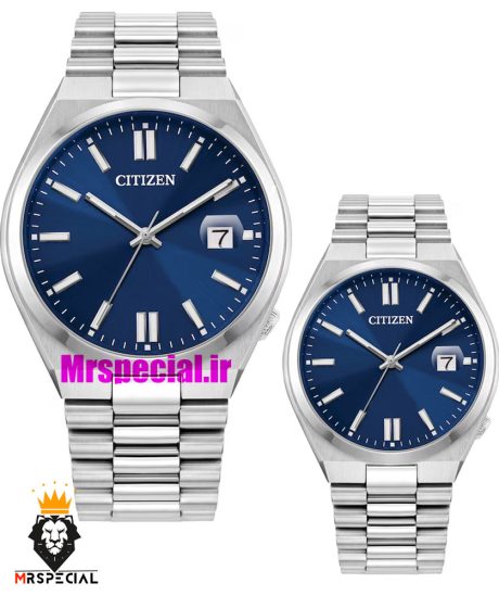 ساعت سیتیزن ست مردانه و زنانه مدل سویوسا کوارتز استیل صفحه ابی 021316 CITIZEN TSUYOSA