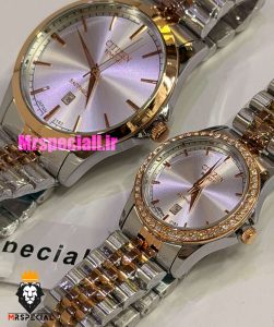 ساعت سیتیزن ست مردانه و زنانه اسپشیال دو رنگ رزگلد صفحه نقره ای 021673 CITIZEN SPECIAL