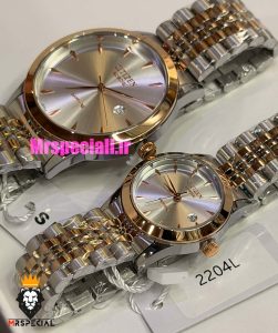 ساعت سیتیزن ست مردانه و زنانه اسپشیال دورنگ رزگلد صفحه نقره ای 021670 CITIZEN SPECIAL 