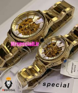 ساعت سیتیزن ست مردانه و زنانه اسپشیال اتوماتیک طلایی صفحه اسکلتون 021676 CITIZEN SPECIAL