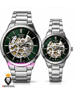 ساعت سیتیزن ست مردانه و زنانه اسپشیال اتوماتیک استیل صفحه اسکلتون 021677 CITIZEN SPECIAL