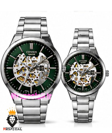 ساعت سیتیزن ست مردانه و زنانه اسپشیال اتوماتیک استیل صفحه اسکلتون 021677 CITIZEN SPECIAL