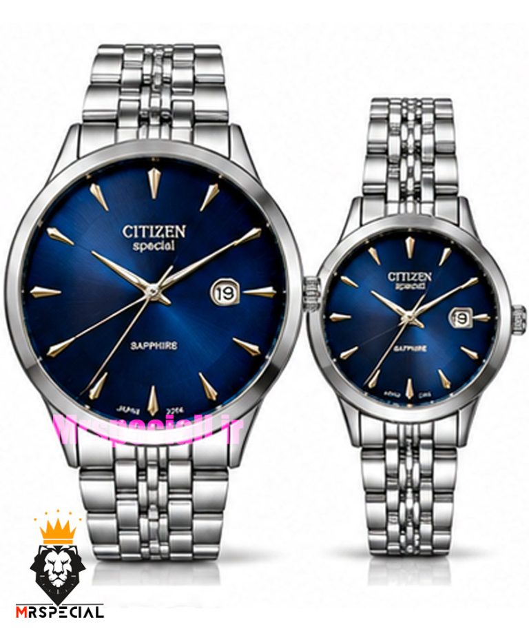 ساعت سیتیزن ست مردانه و زنانه اسپشیال کوارتز استیل صفحه ابی 021669 CITIZEN SPECIAL