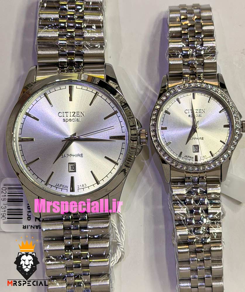 ساعت سیتیزن ست مردانه و زنانه اسپشیال استیل صفحه نقره ای 021671 CITIZEN SPECIAL