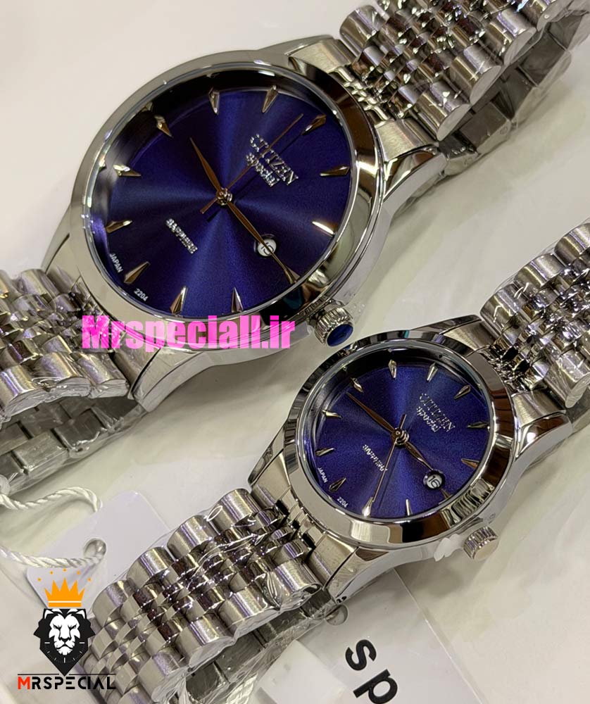 ساعت سیتیزن ست مردانه و زنانه اسپشیال کوارتز استیل صفحه ابی 021669 CITIZEN SPECIAL