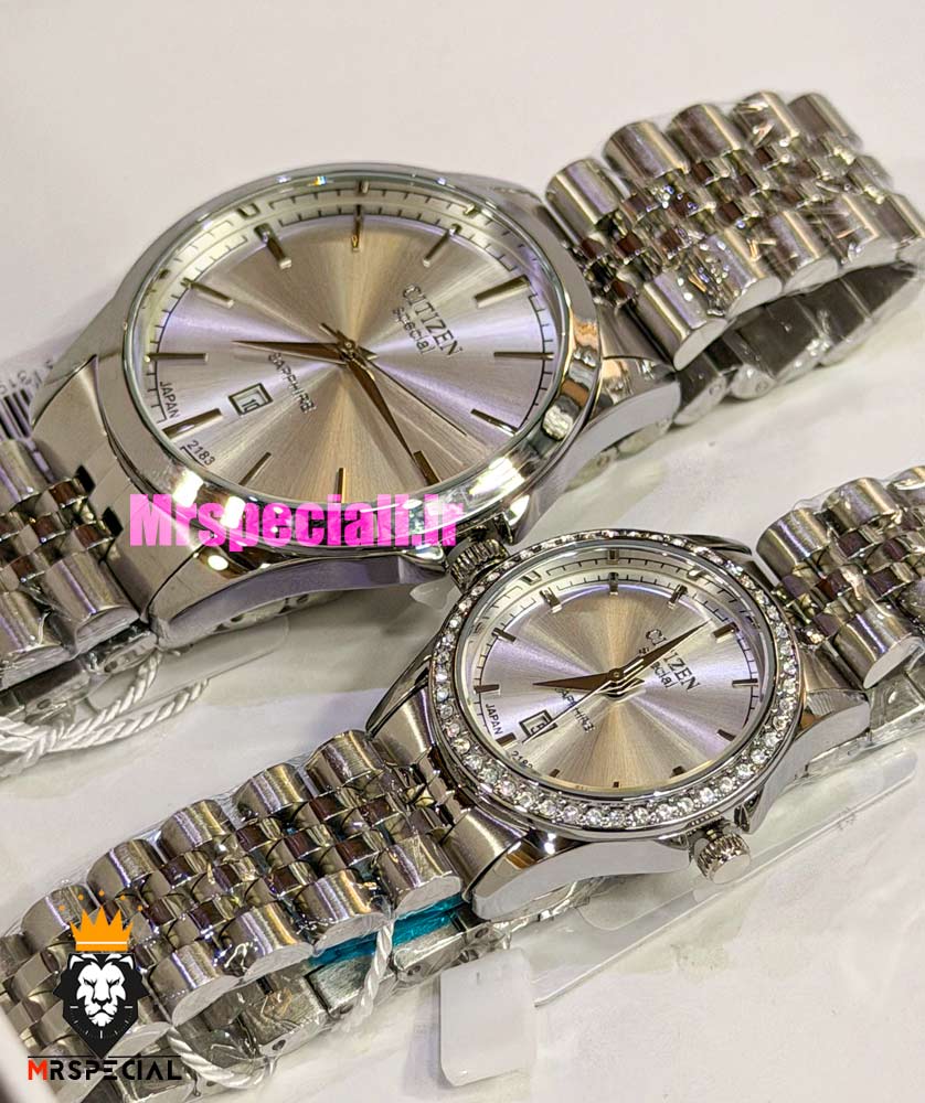 ساعت سیتیزن ست مردانه و زنانه اسپشیال استیل صفحه نقره ای 021671 CITIZEN SPECIAL