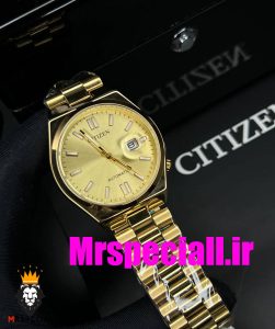 ساعت سیتیزن مردانه مدل سویوسا کوارتز طلایی صفحه طلایی 020735 CITIZEN TSUYOSA