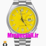ساعت سیتیزن مردانه مدل سویوسا کوارتز استیل صفحه زرد 020722 CITIZEN TSUYOSA