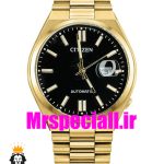 ساعت سیتیزن مردانه مدل سویوسا کوارتز طلایی صفحه مشکی 020734 CITIZEN TSUYOSA