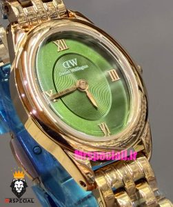 ساعت زنانه دنیل ولینگتون مینی رزگلد صفحه بیضی سبز 021559 Daniel Wellington Ophelia